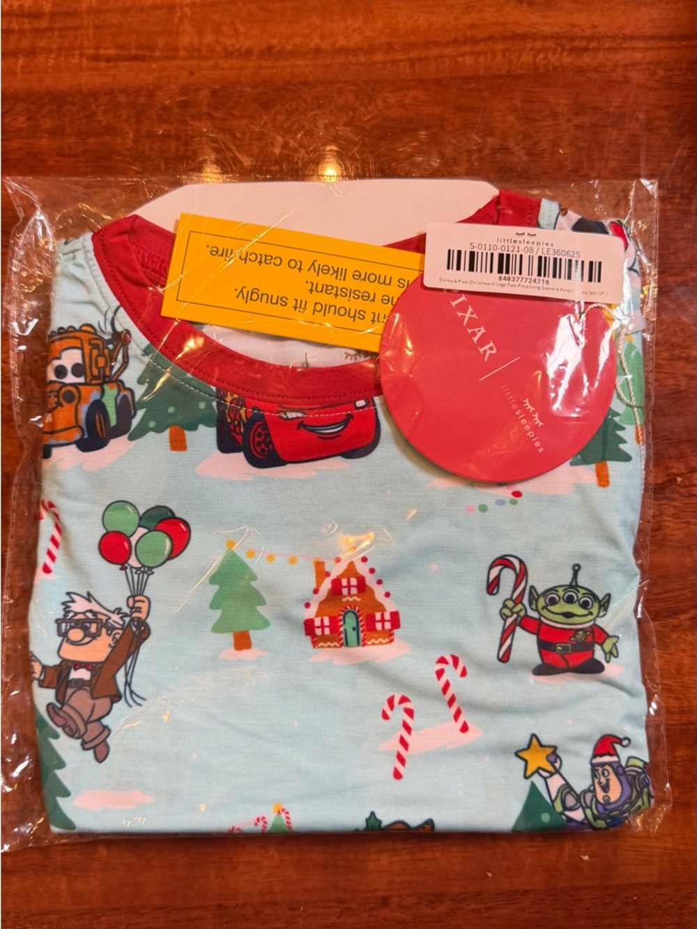 Little Sleepies Red and Light Blue Pixar Holiday Pajama 3T